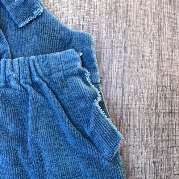 Vintage 1970s Overalls Toddler Size 18m Corduroy Blue Turtle Appliqué - Picture 7 of 11
